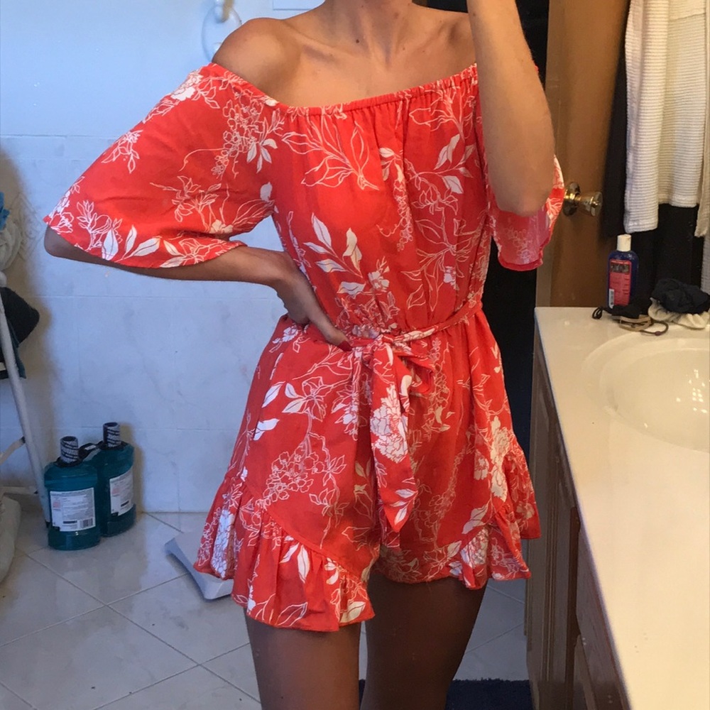 Floral off the shoulder romper